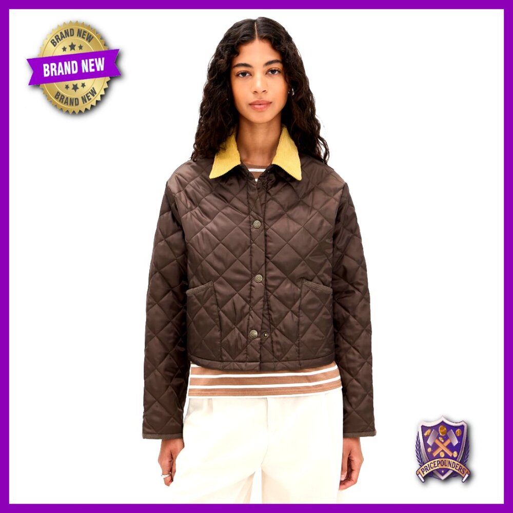 Cropped Quilted Jacket Lightweight Technical Weav… - image 1